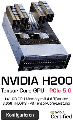 Server mit NVIDIA H200 GPUs für KI- und HPC