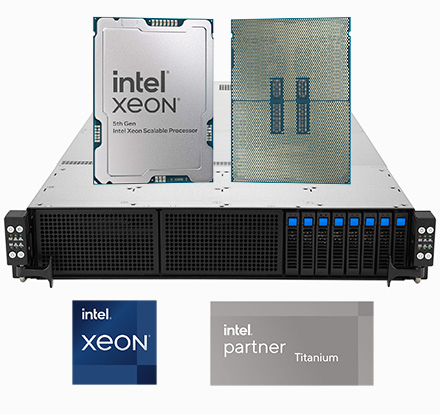 Server mit Intel Xeon Scalable Prozessoren auf Basis der Emerald Rapids Mikroarchitektur